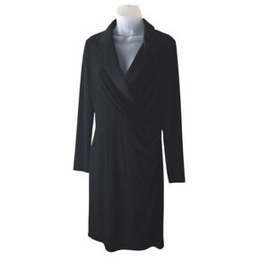 Ralph Lauren Black Tuxedo Style Wrap Dress Size 10